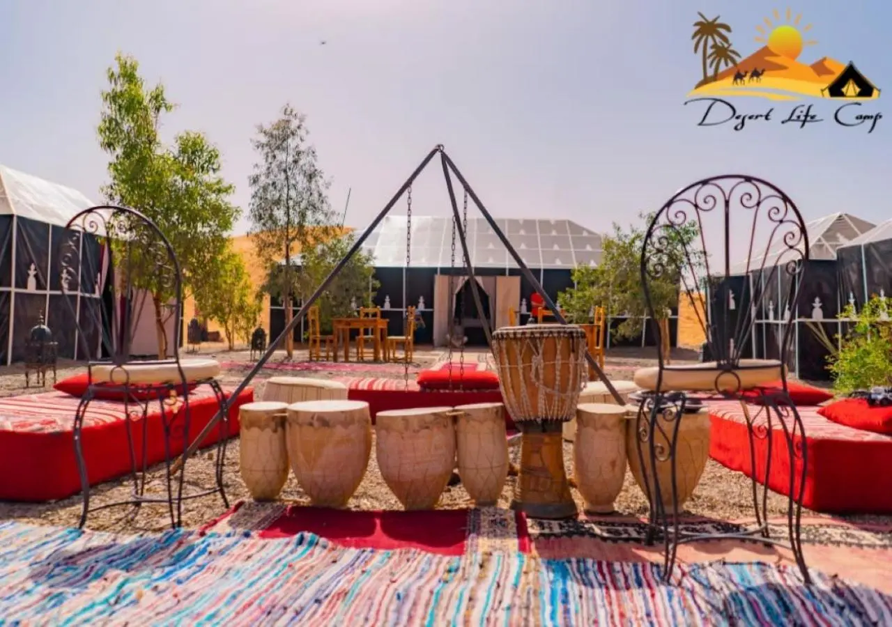 Outdoor seating area at Desert Life Camp in Merzouga
