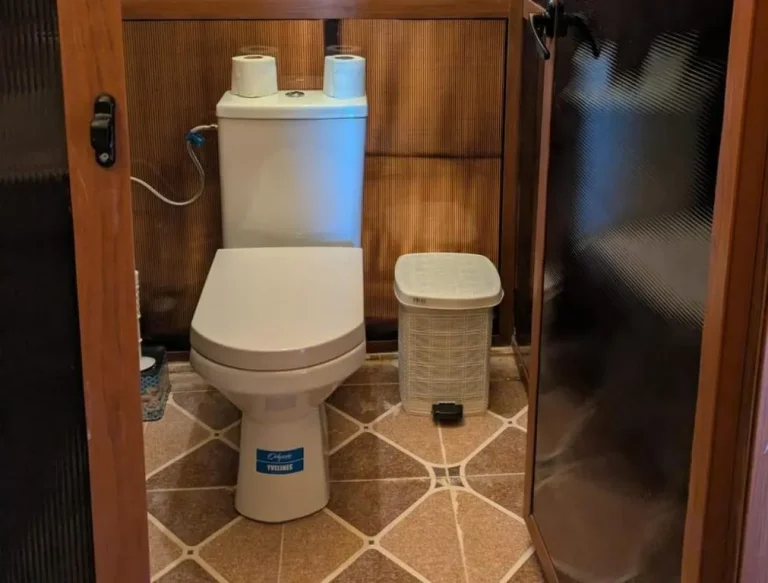 Close-up view of toilet at Desert Nights Camp