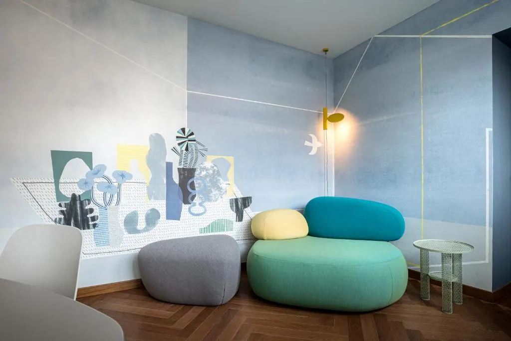 Colorful lounge area at DOMYA - Manzoni 25 in Milan