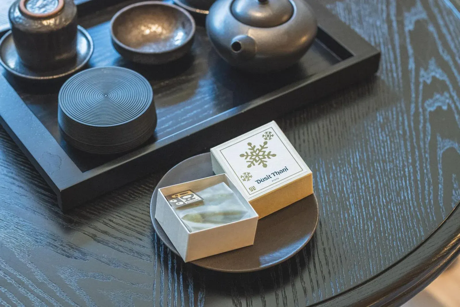 Dusit Thani Kyoto tea set on a table