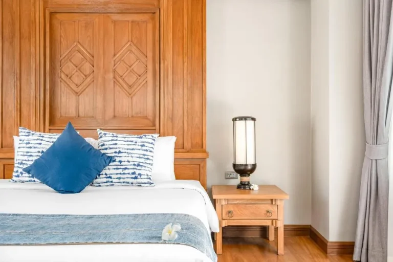 Elegant bedroom detail at Fair House Villas & Spa, Koh Samui