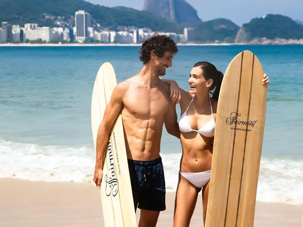 Couple enjoying the beach near Fairmont Rio de Janeiro Copacabana