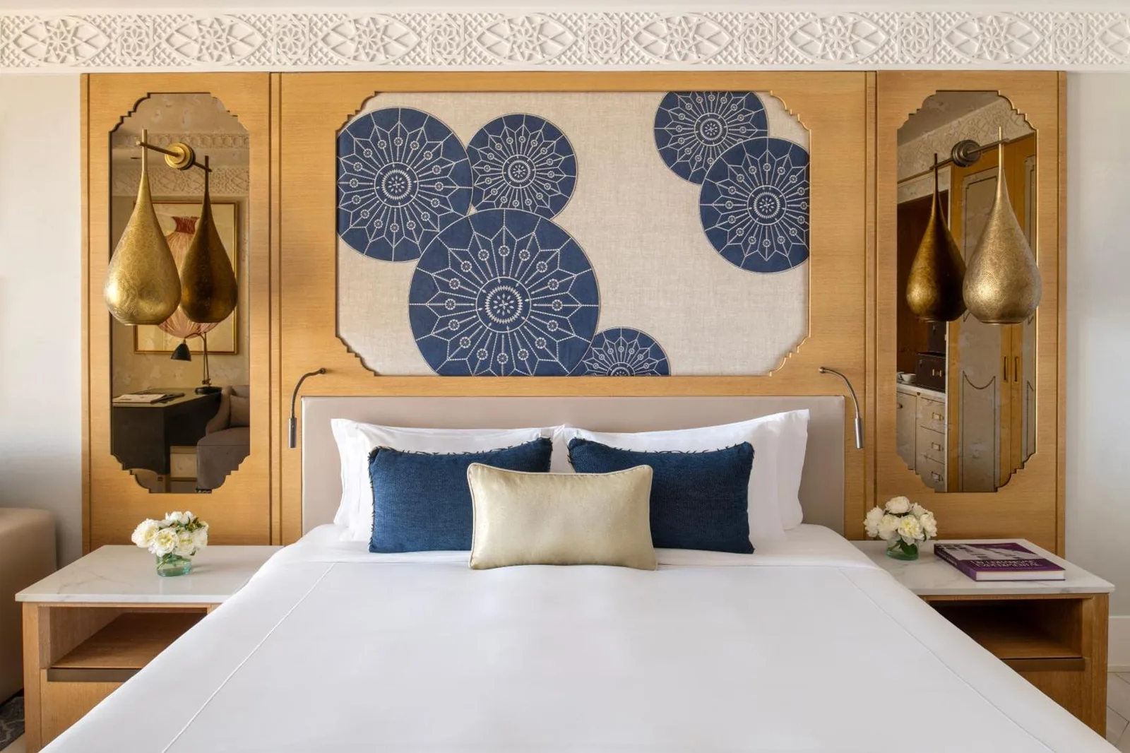 Stylish bed setup at Fairmont Tazi Palace Tangier