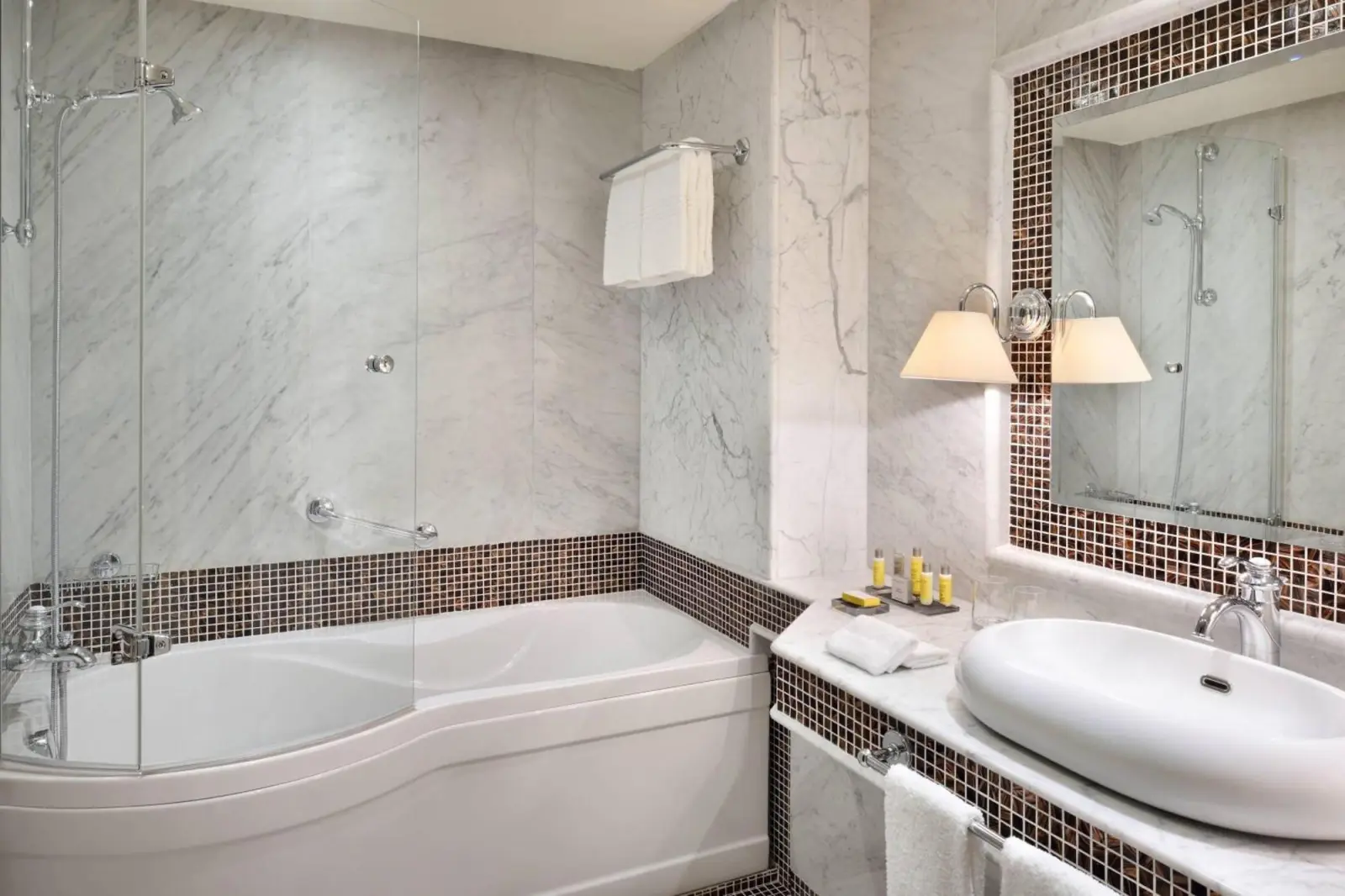 Spacious bathroom at Fes Marriott Hotel Jnan Palace
