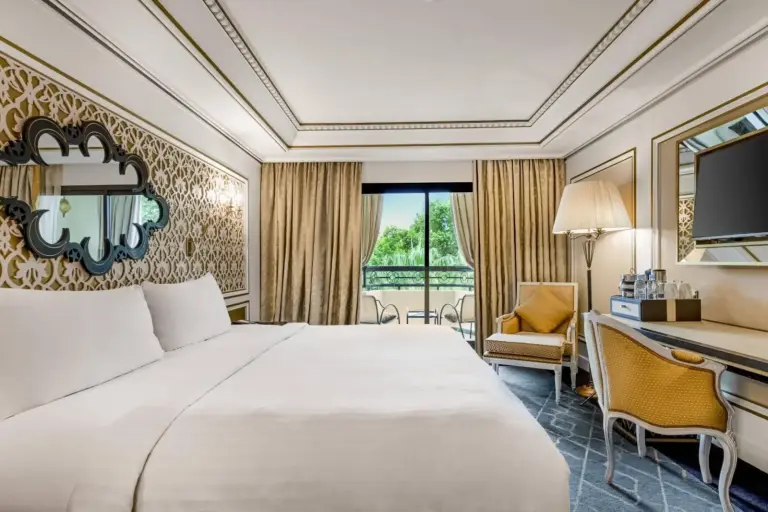 Luxurious guest room at Fes Marriott Hotel Jnan Palace