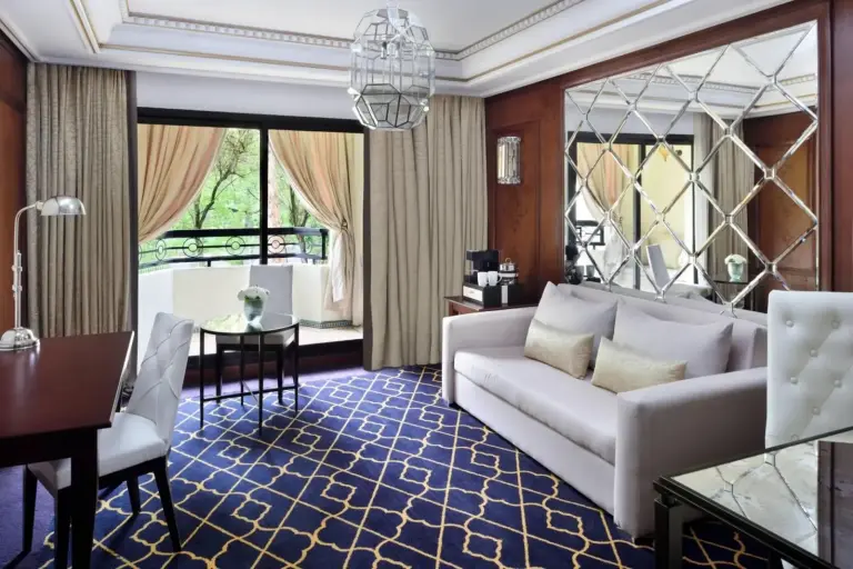 Comfortable living area at Fes Marriott Hotel Jnan Palace