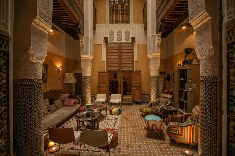 Elegant common area at Fez Valley Luxury Camp