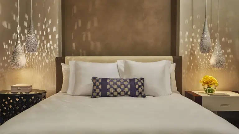 Stylishly decorated bedroom at the Four Seasons Hotel Casablanca