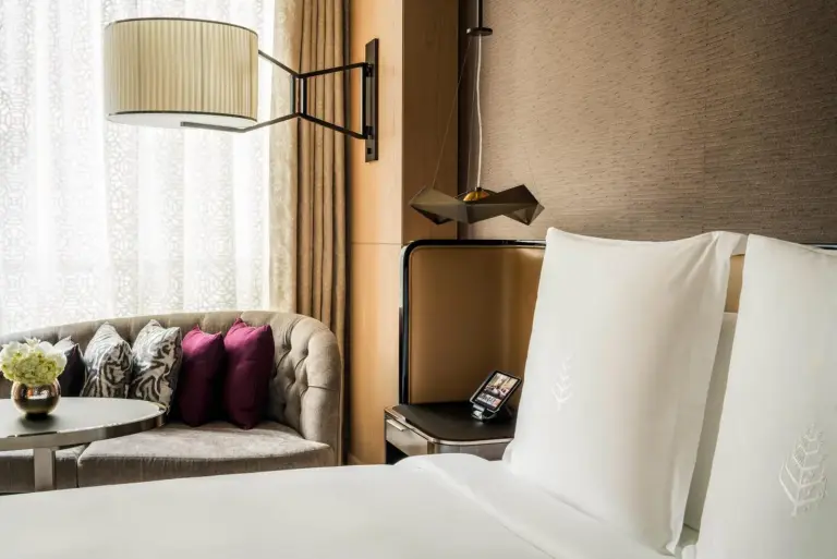 A comfortable sleeping space in the Four Seasons Hotel Dubai International Financial Centre.