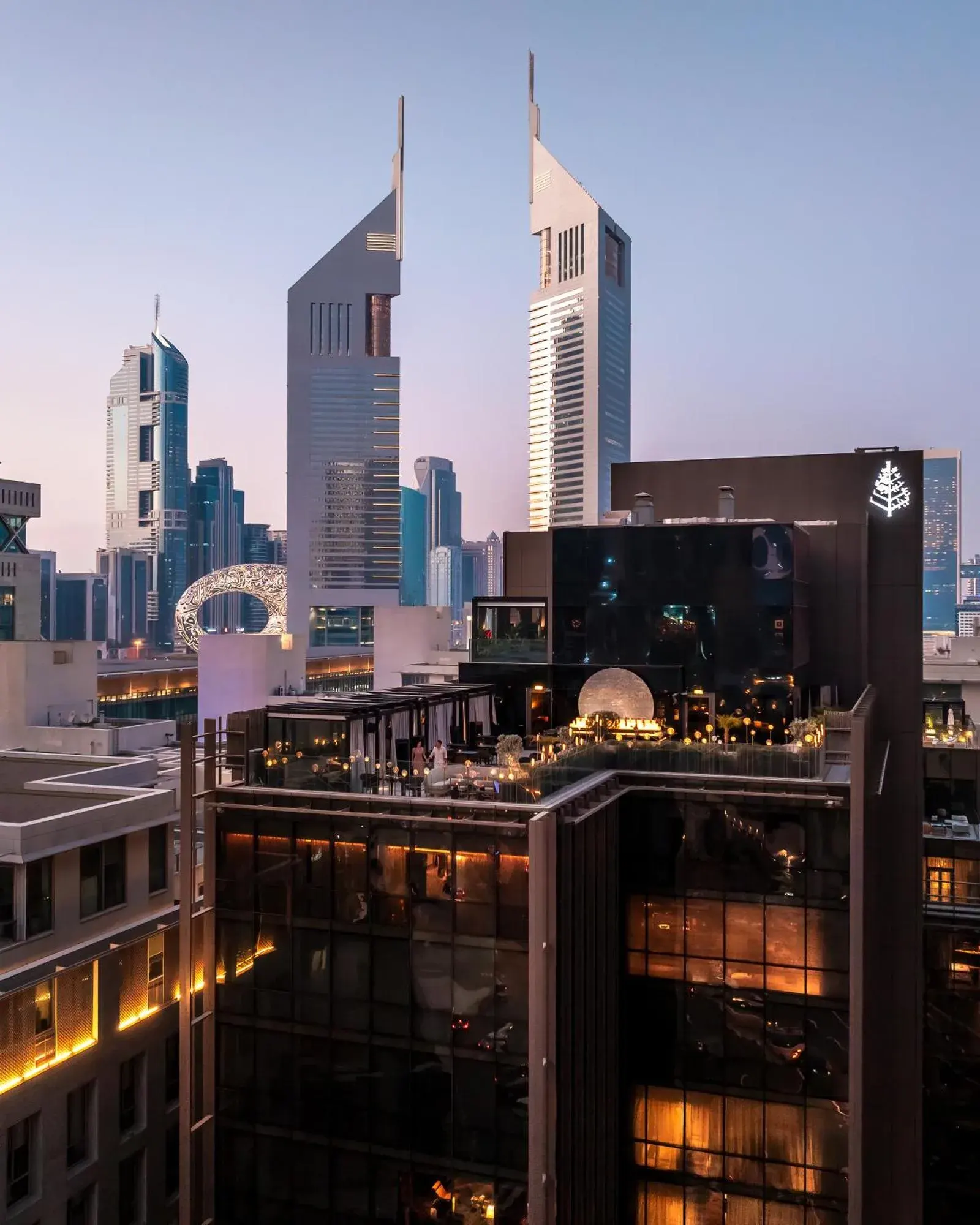 An exterior view of the Four Seasons Hotel Dubai International Financial Centre.