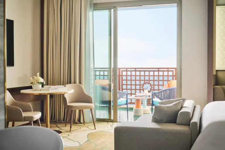 Overview of a room at Four Seasons Hotel Rabat with balcony