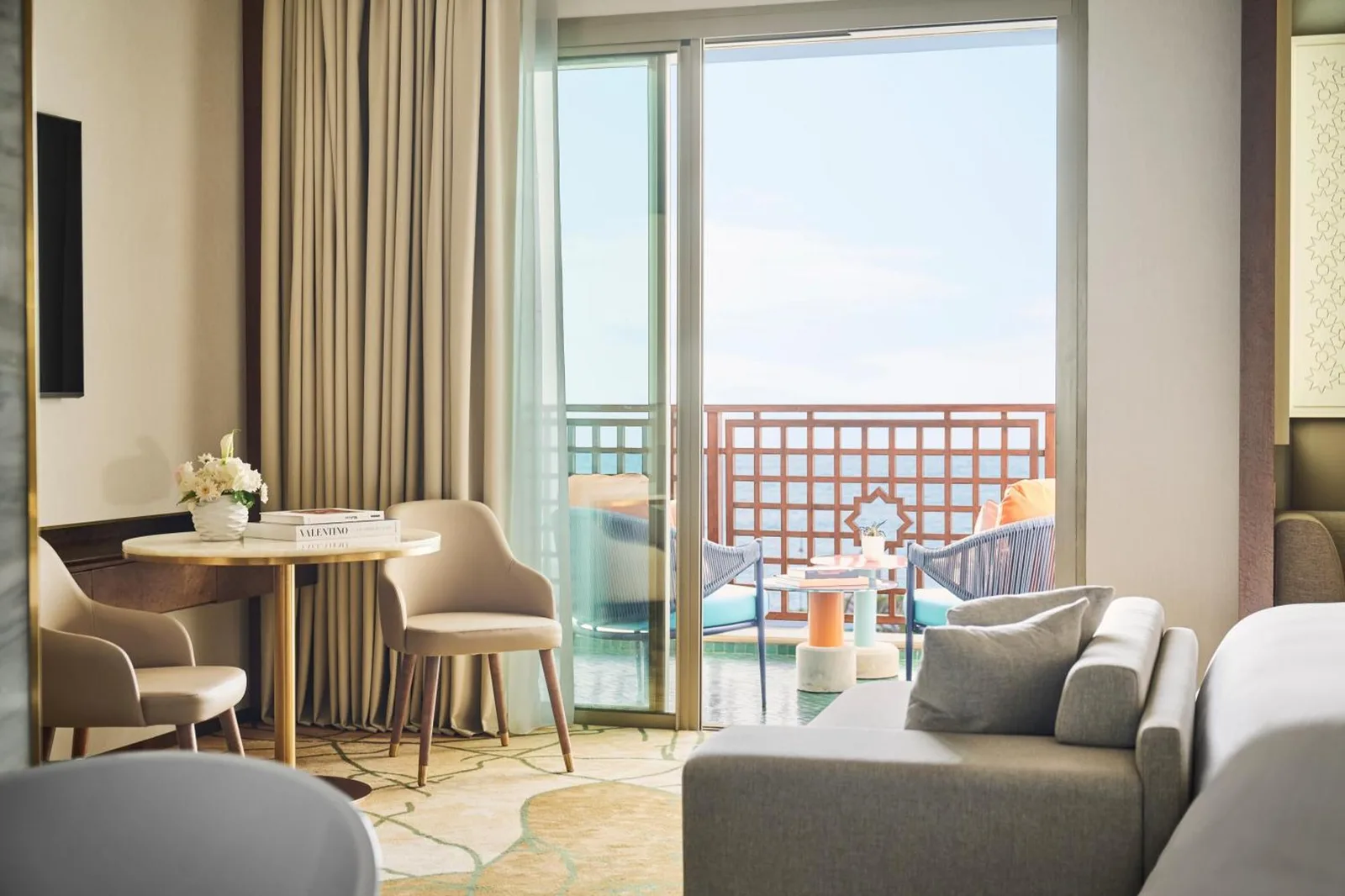 Overview of a room at Four Seasons Hotel Rabat with balcony