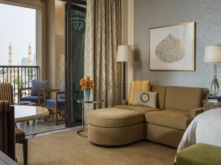 Cozy lounge area in a guest room at Four Seasons Resort Dubai at Jumeirah Beach
