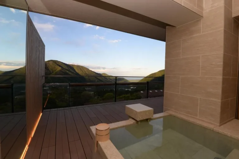 Bain extérieur avec vue sur la montagne au Gen Hakone Gora