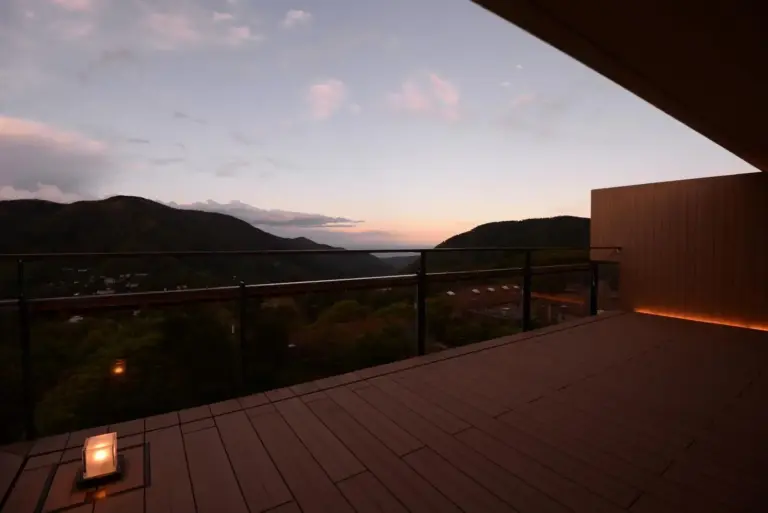 Sunset view from balcony at Gen Hakone Gora