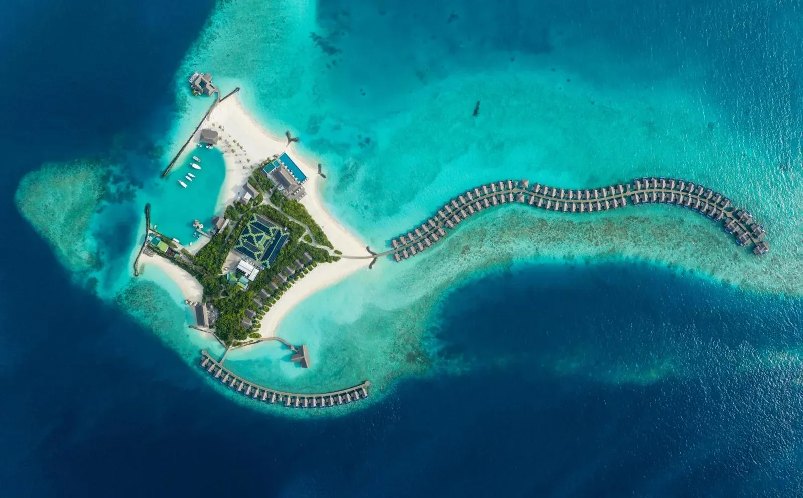 Aerial view of Grand Park Kodhipparu Maldives showcasing the resort layout