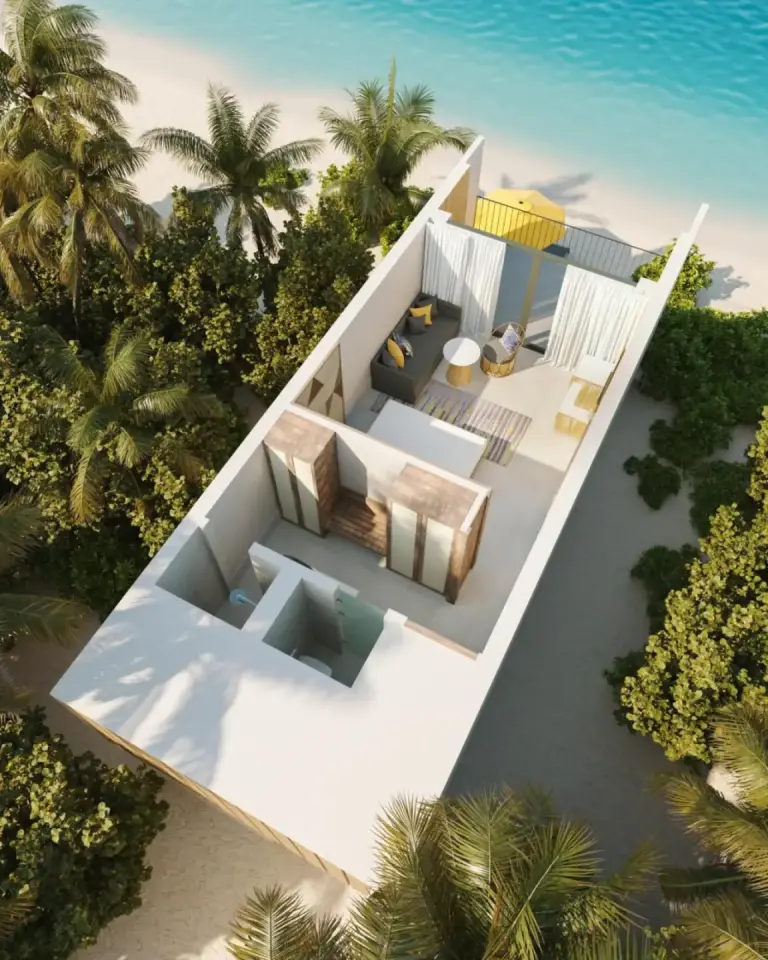 Konzeptdesign eines Zimmers im Hard Rock Hotel Maldives