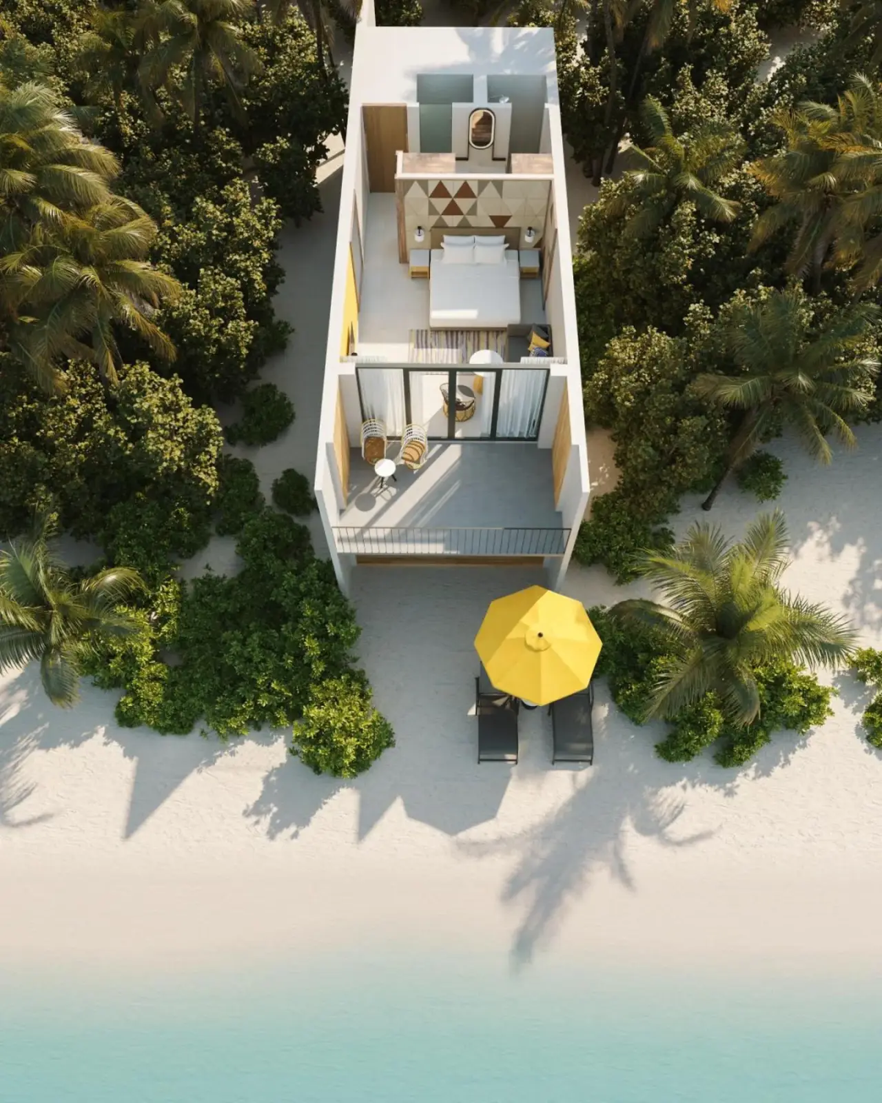 Ein weiteres Zimmerkonzept am Meer im Hard Rock Hotel Maldives