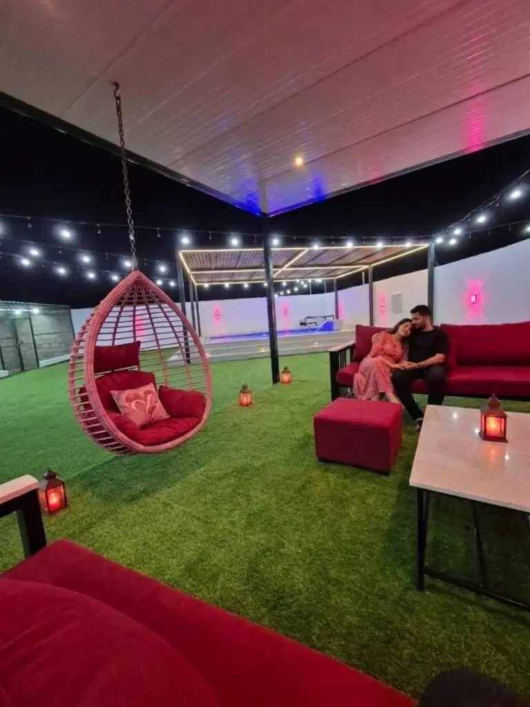 Outdoor lounge area at Hatta Romance Chalet