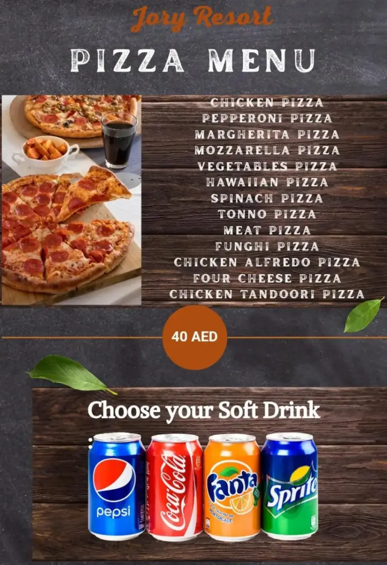 Pizza menu at Hatta Romance Chalet