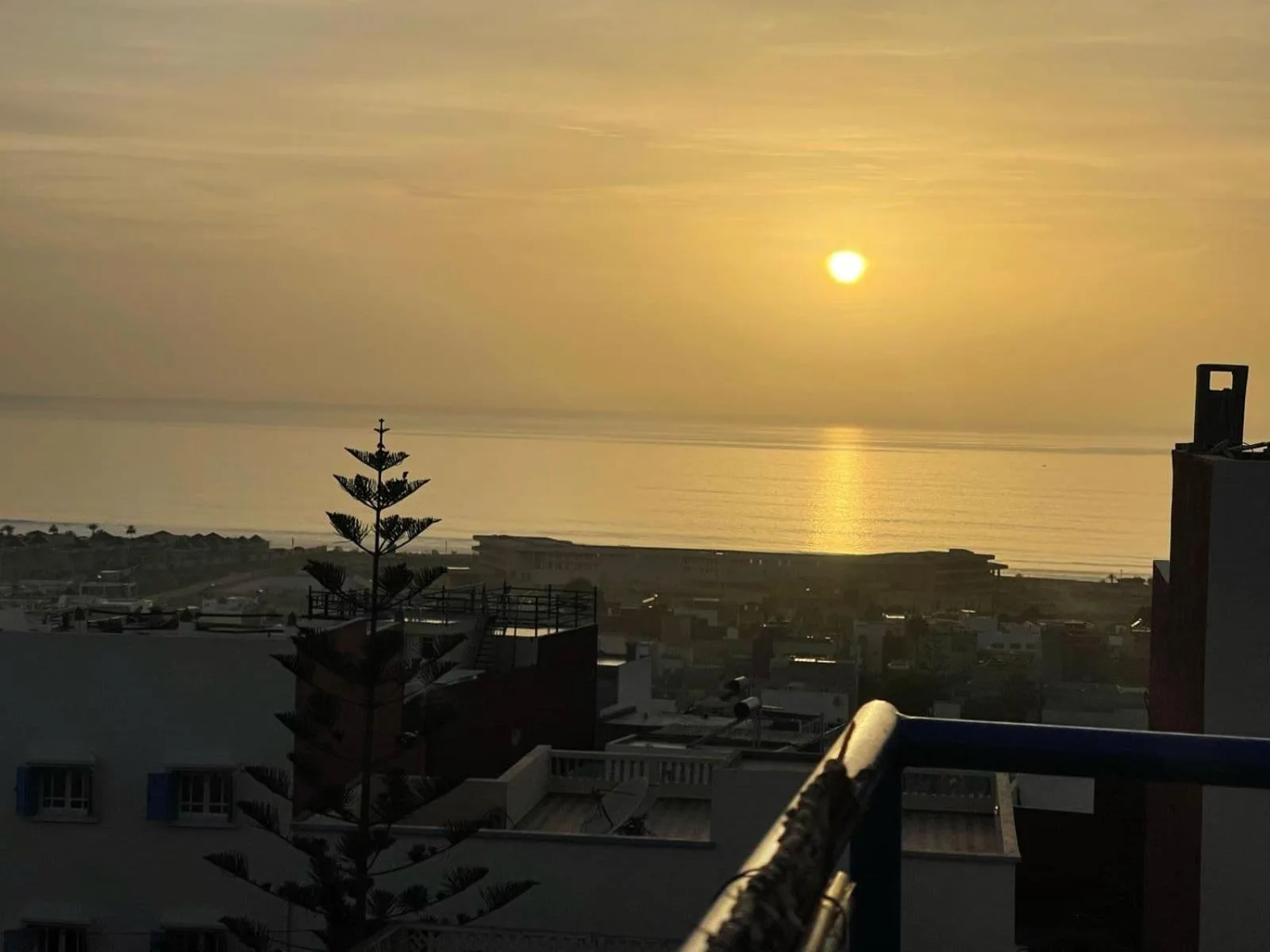 Sunset sea view from Heaven Surf Camp in Agadir overlooking the coastline and ocean