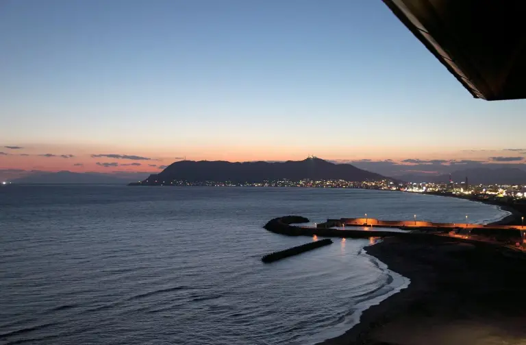 Heiseikan Shiosaitei Hanatsuki vue du coucher de soleil depuis l'hôtel