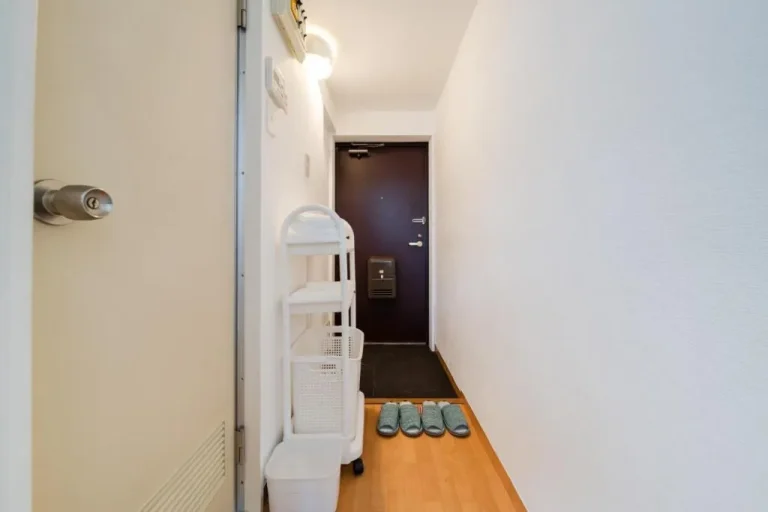 Vestíbulo de entrada del hotel que muestra un espacio limpio y organizado.