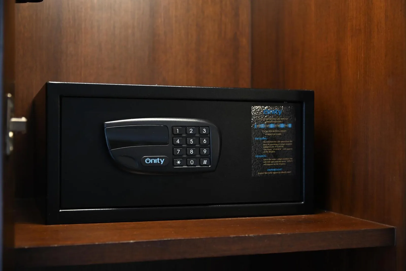 Electronic safe in wardrobe at Hilton Bangkok Grande Asoke