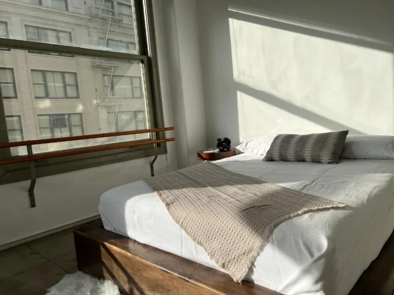 Bedroom with natural light at Historic Downtown LA Loft, California