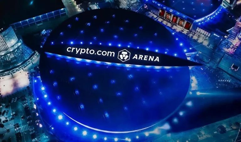 Crypto.com Arena at night in Downtown LA, California