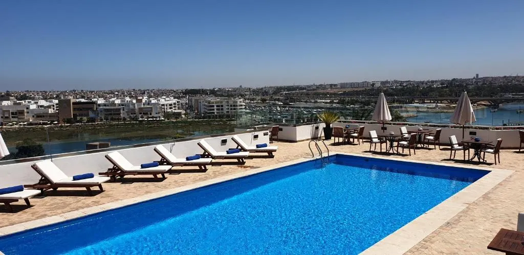 Rooftop pool of Hotel Borj Rabat with city view