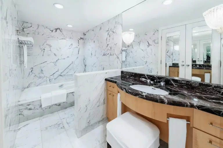Elegant bathroom in Deluxe Room at Hotel Hankyu International