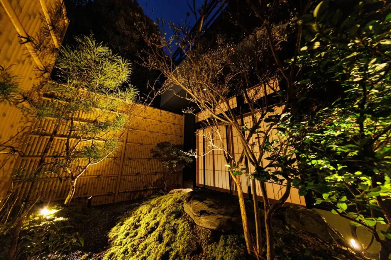 Nara Kasuga Deer Hotel illuminated Japanese garden