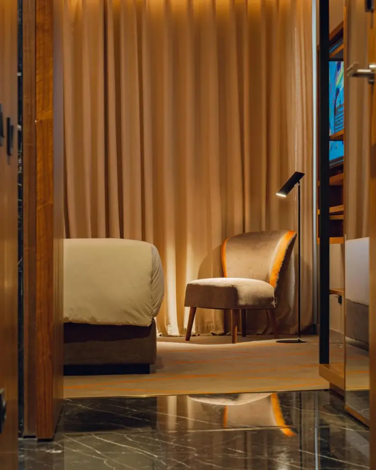 Chair near entryway of Hotel Jadali & Spa