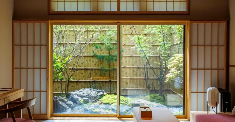 Nara Kasuga Deer Hotel room view of a Japanese garden