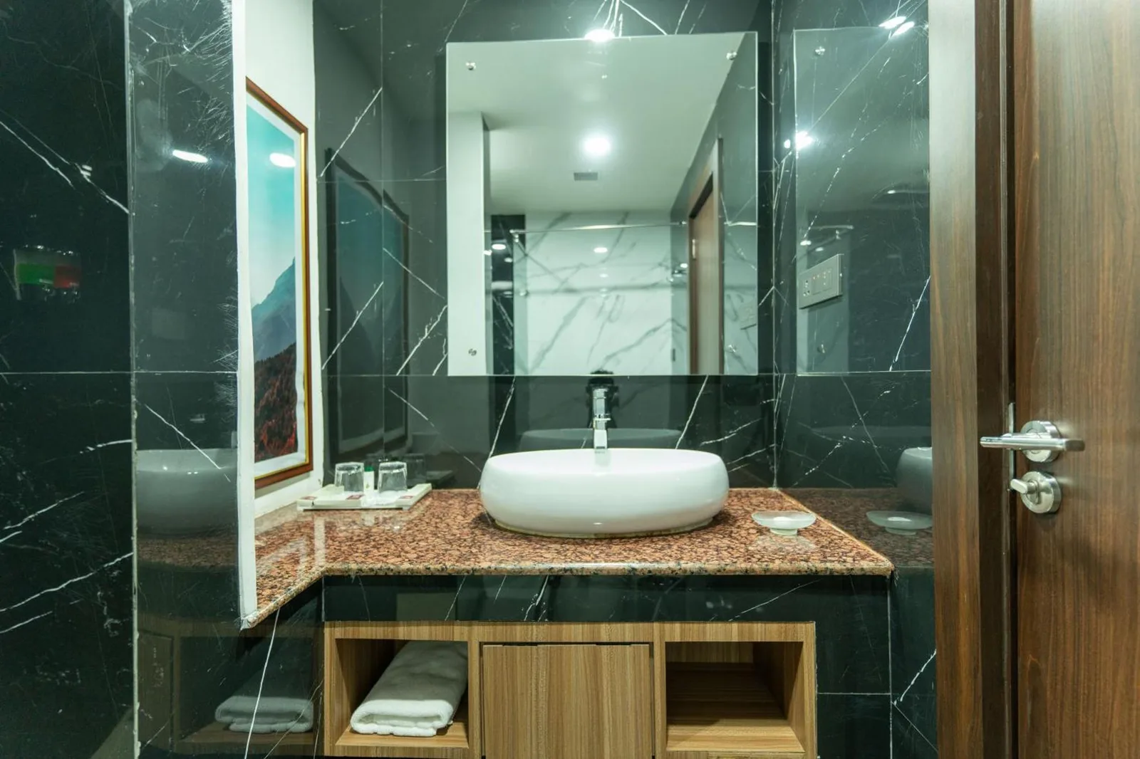 Stylish bathroom at Hotel Mechi Crown, Jhapa