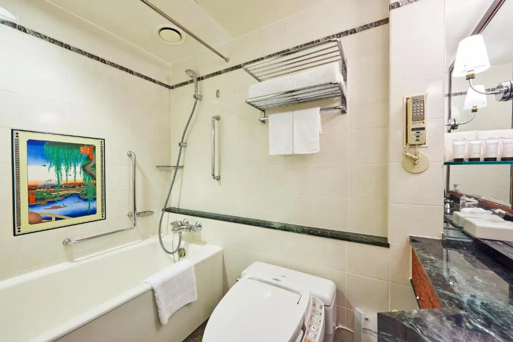 Bathroom in a hotel room at Hotel New Otani Tokyo
