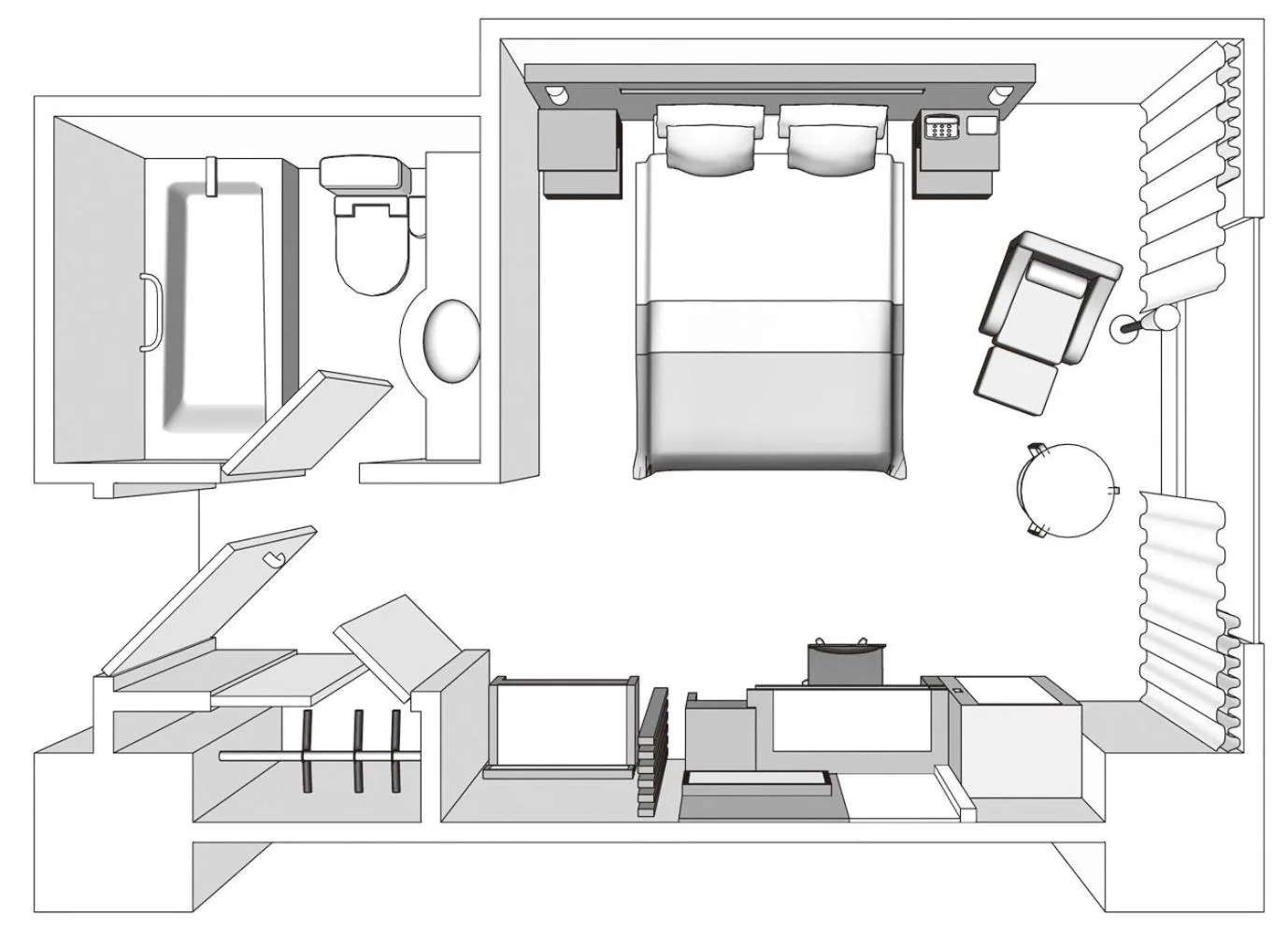 Distribución de la habitación de Hotel Okura Fukuoka