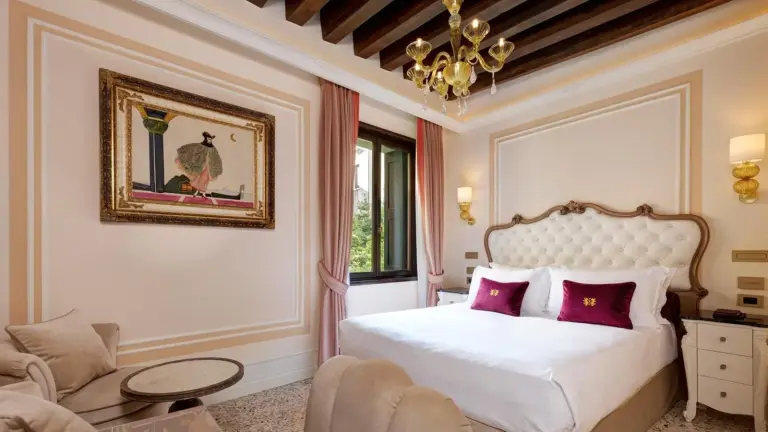 Luxury bedroom at Hotel Palazzo Giovanelli e Gran Canal in Venice