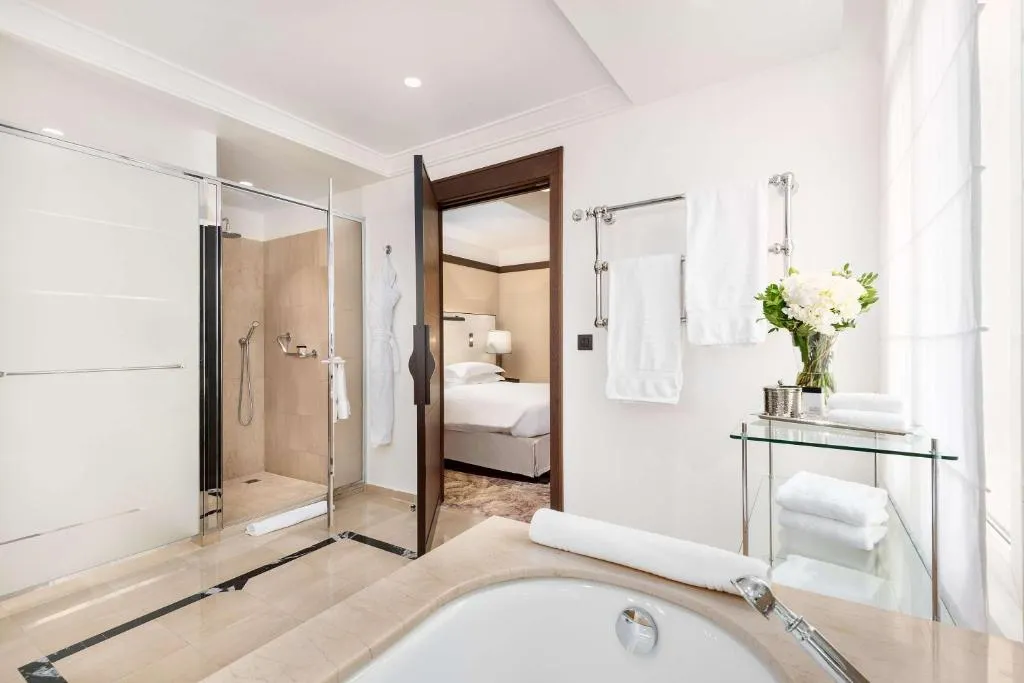 Modern bathroom facilities at Hyatt Paris Madeleine