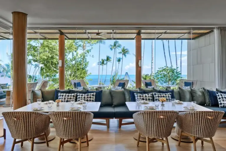 Stylish dining area with ocean view at Hyatt Regency Koh Samui