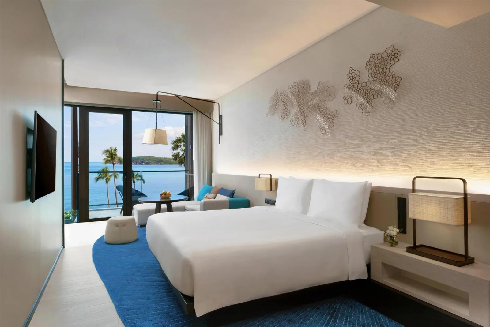 Modern guest room with ocean view at Hyatt Regency Koh Samui