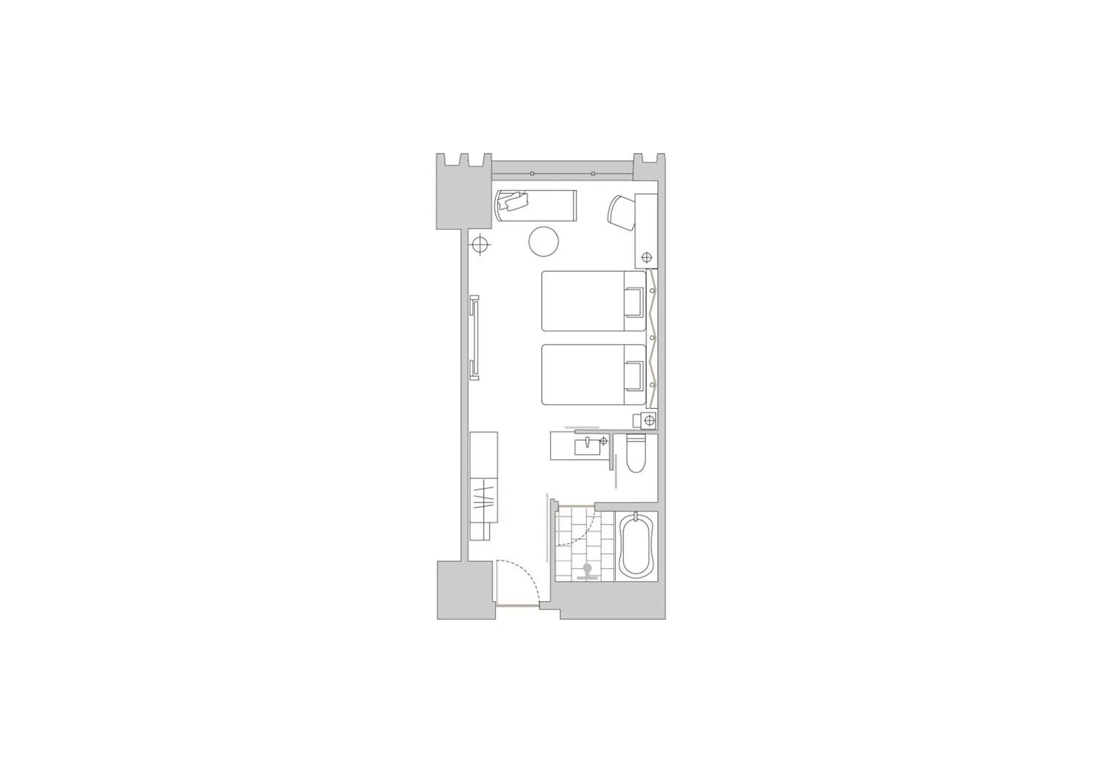 Diseño de la distribución de la habitación de Hyatt Regency Yokohama
