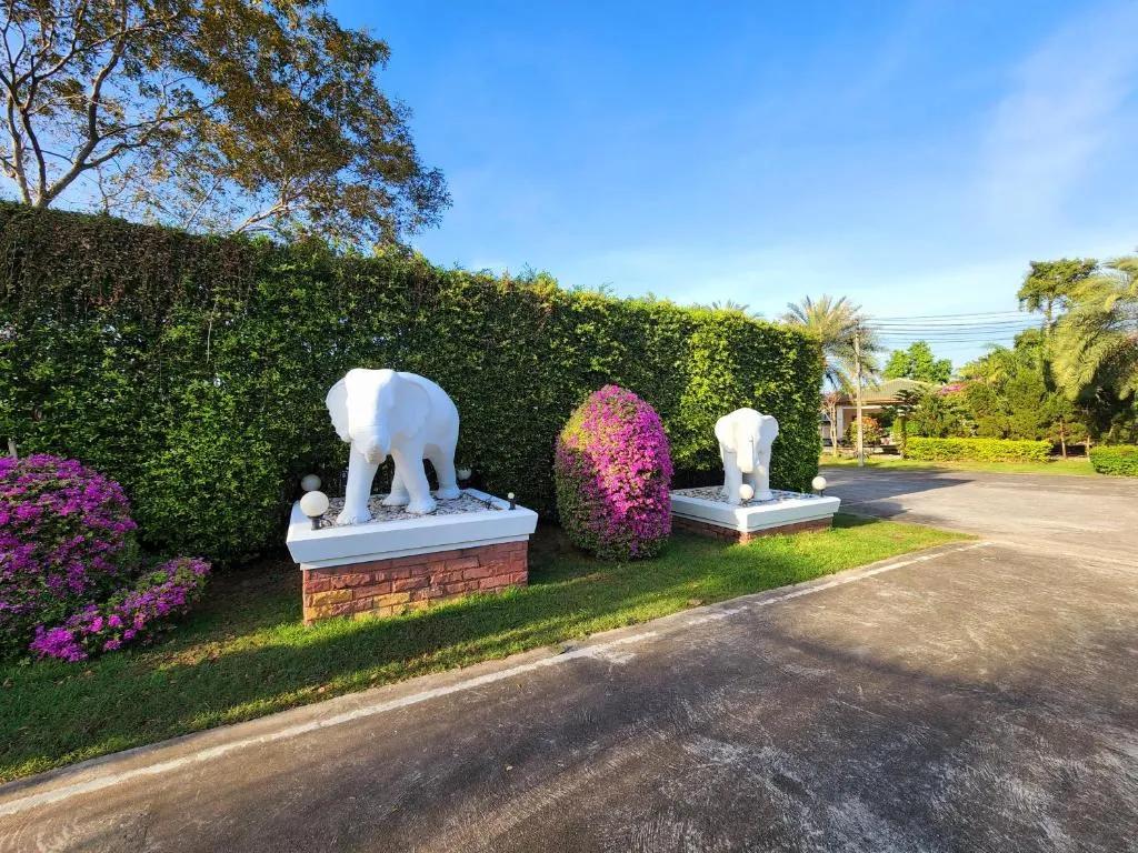I Am Pool Villa Pattaya garden elephant statues