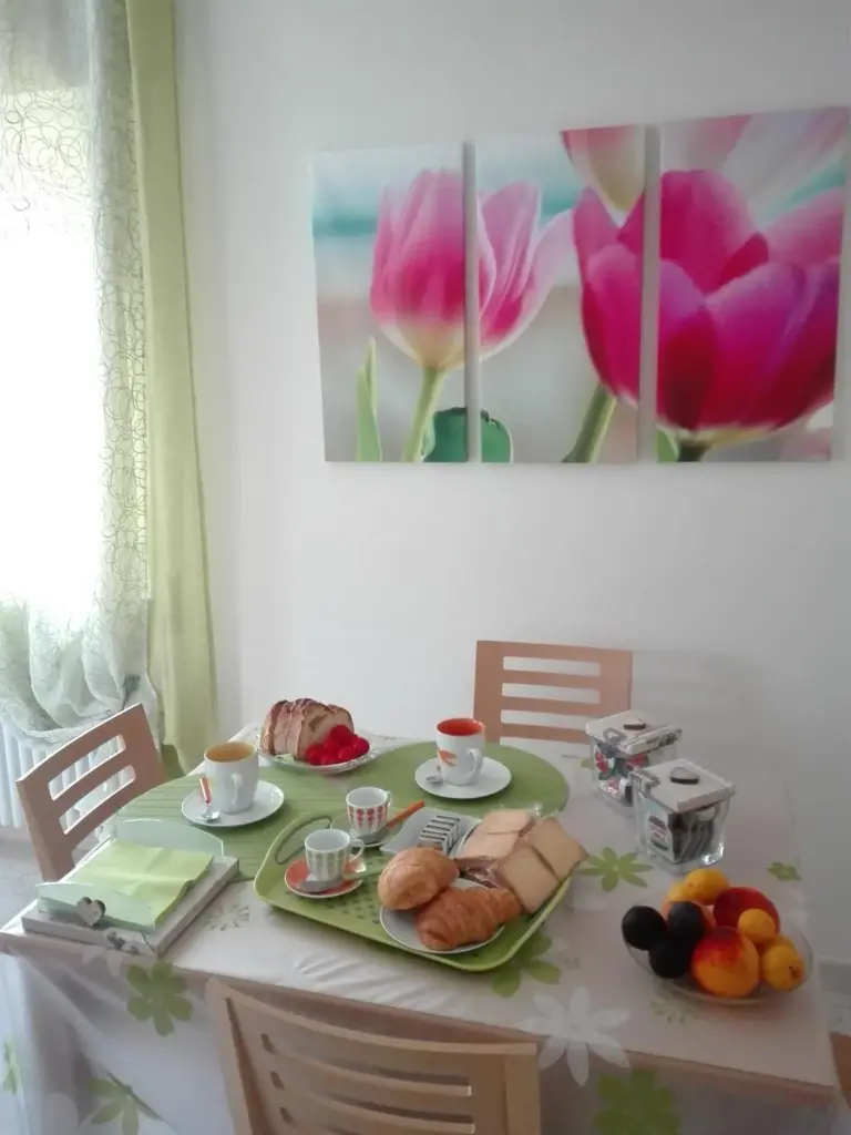 Breakfast setup at Il Tulipano in Matera with fresh food