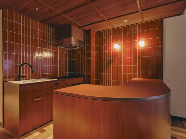 Kitchen area in the Family Suite at illi Nuto Shinjuku, Tokyo