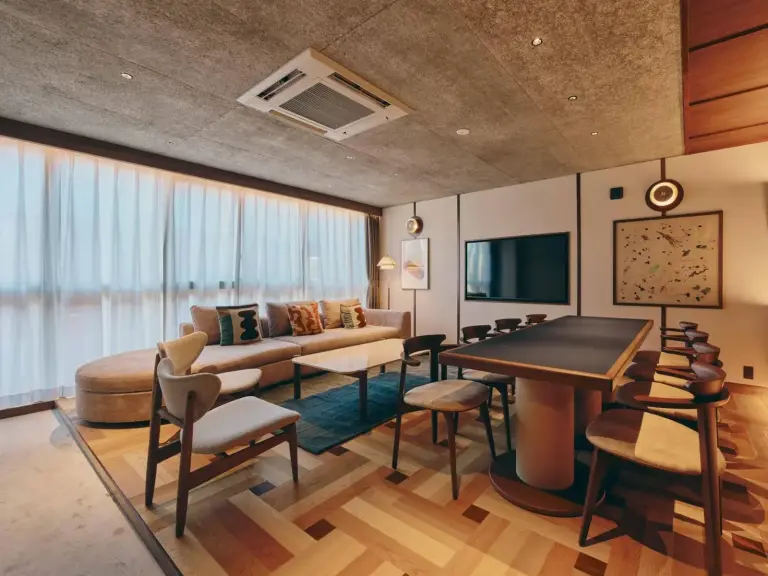 Lounge space in the Family Suite at illi Nuto Shinjuku, Tokyo