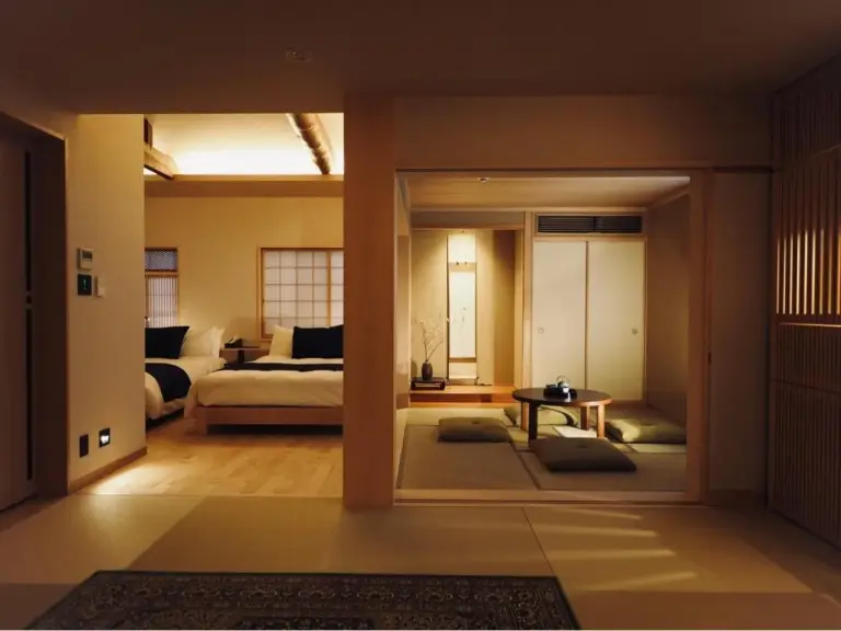 Spacious family suite at Ishibekoji Muan in Kyoto