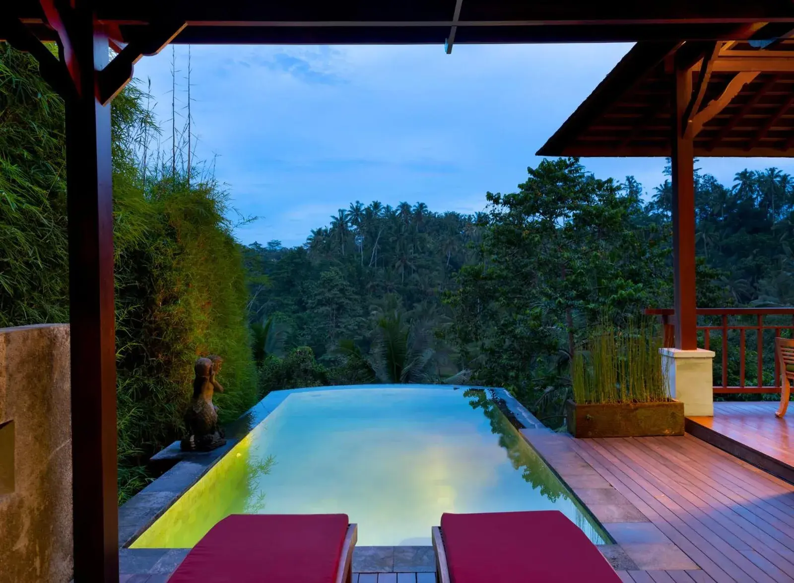 Evening view of pool at Jannata Resort and Spa