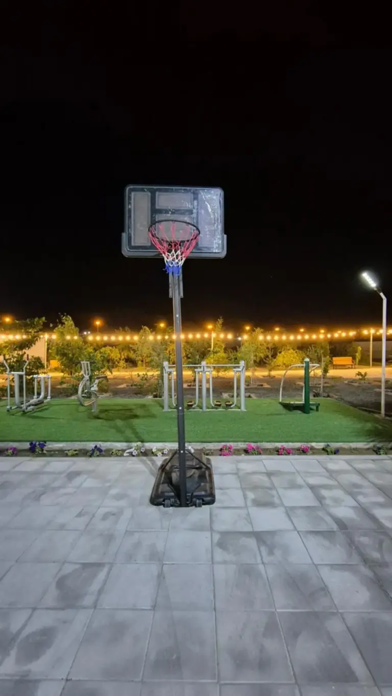 Basketball court with exercise equipment at Jory Hatta Resort.
